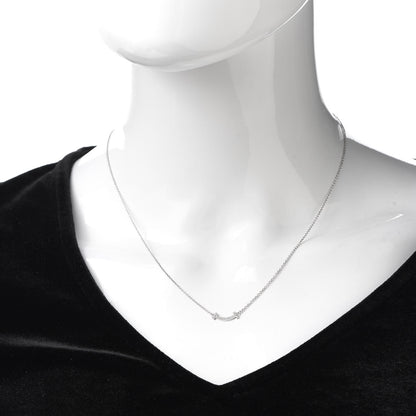 Tiffany 18K White Gold Diamond Mini T Smile Pendant Necklace 2 of 6