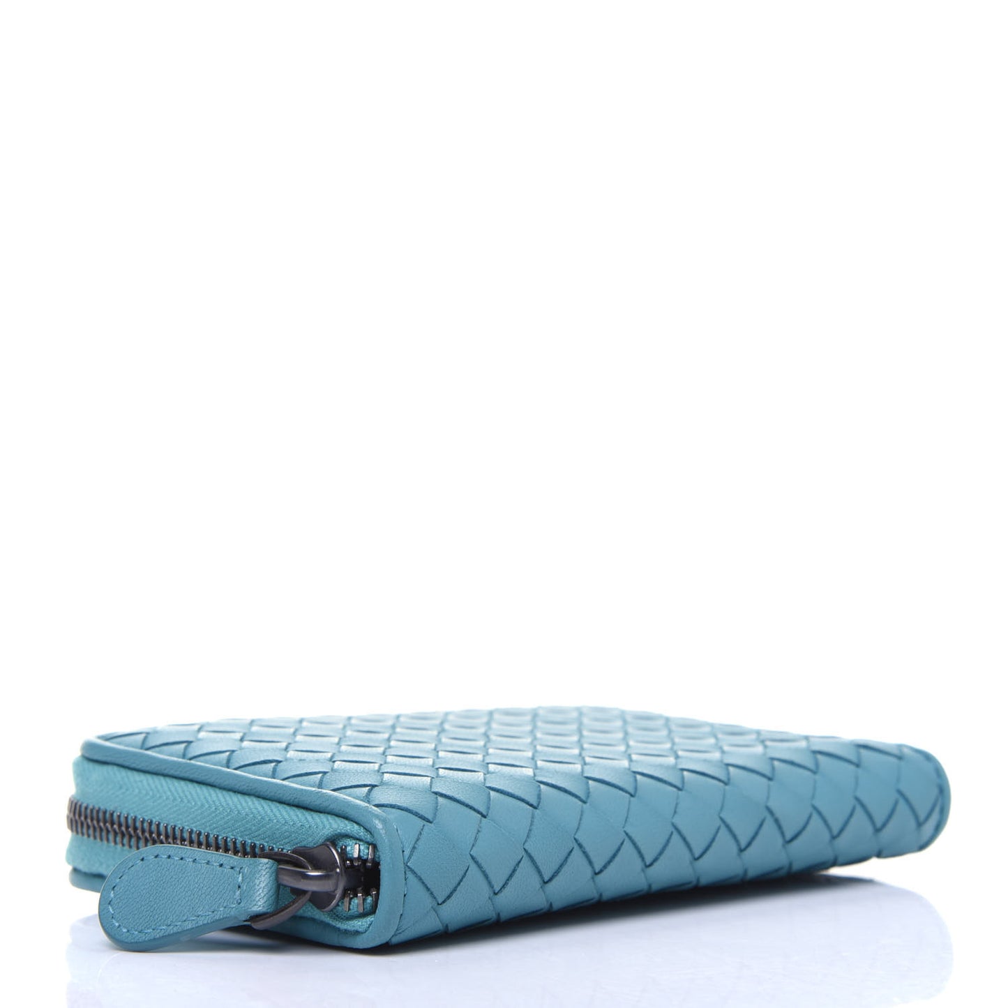 Nappa Intrecciato Zip Around Wallet Turquoise