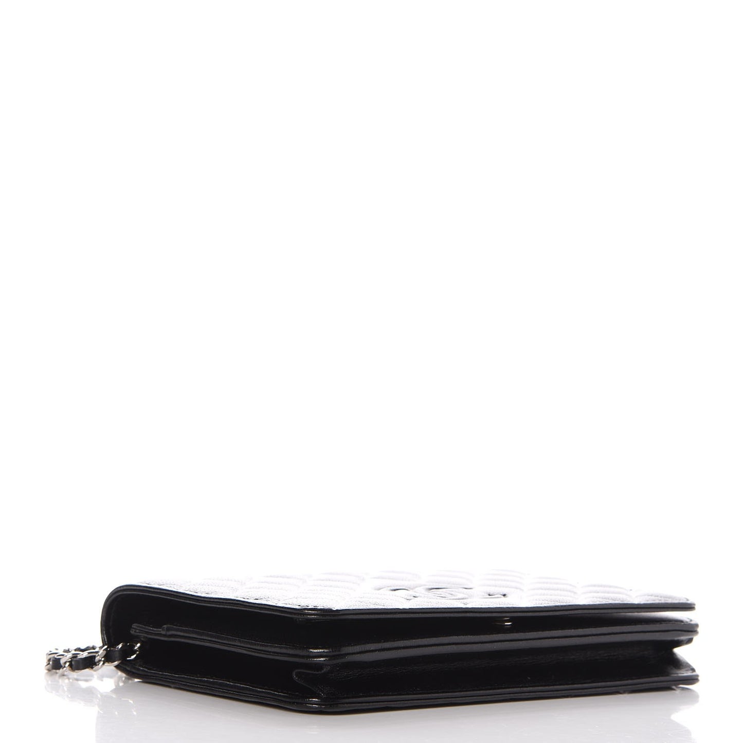 Goatskin Quilted Diamond CC Wallet On Chain WOC Black