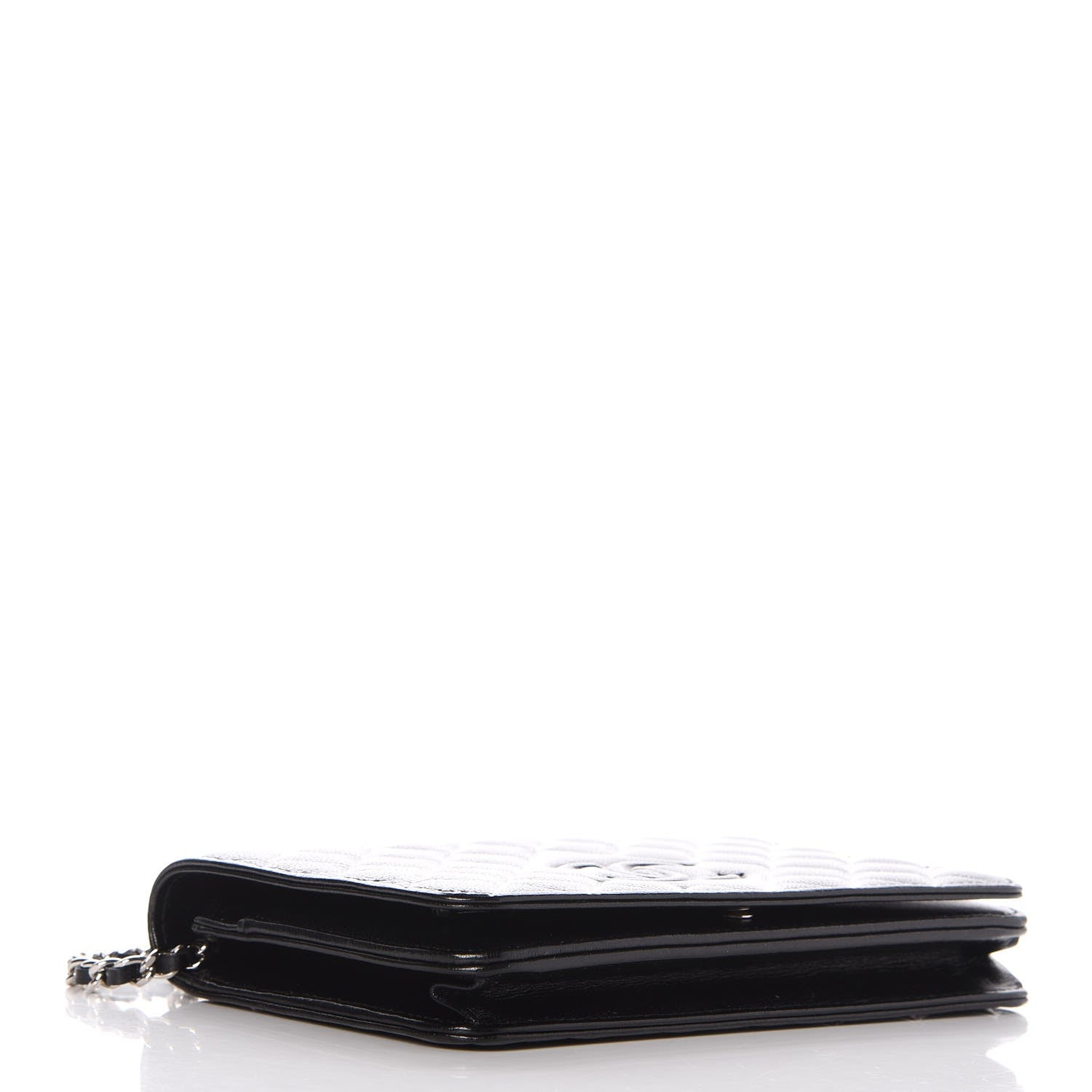 Chanel Goatskin Quilted Diamond CC Wallet On Chain WOC Black 4 of 10