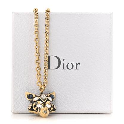 Christian Dior Crystal Fox Necklace Gold Black 6 of 6