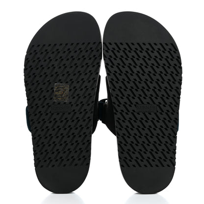 Hermes Velvet Womens Chypre Sandals 36.5 Black Vert Mousse 5 of 8