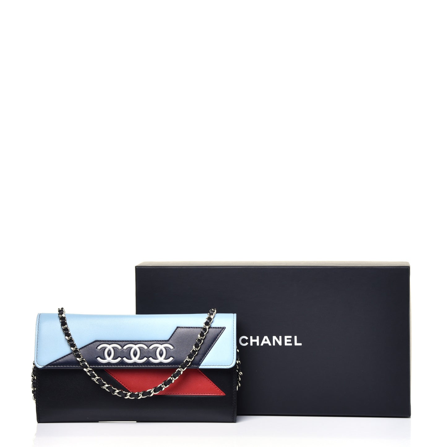 Lambskin Airlines Wallet On Chain WOC Blue Black Red