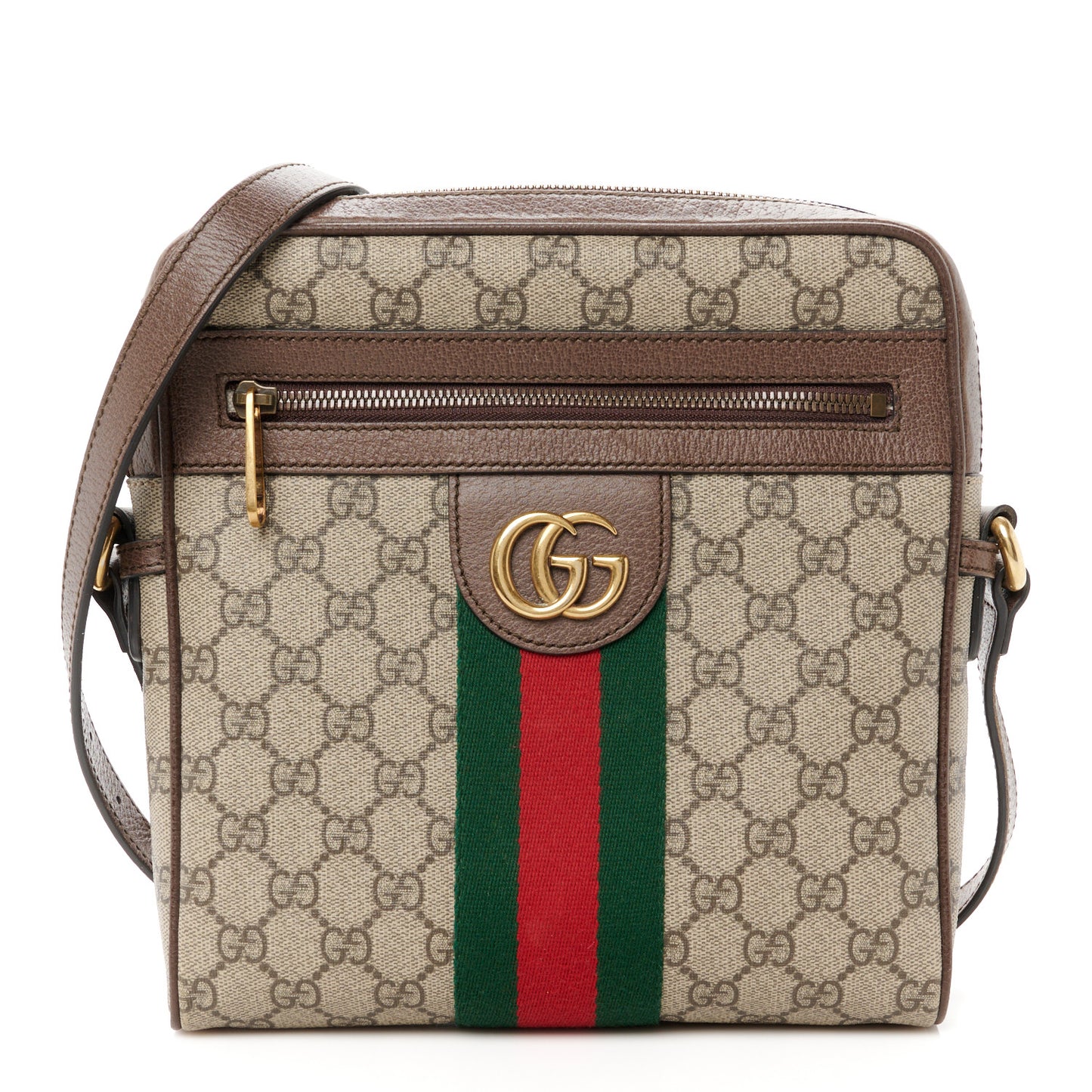GG Supreme Monogram Web Small Ophidia Messenger Bag Brown