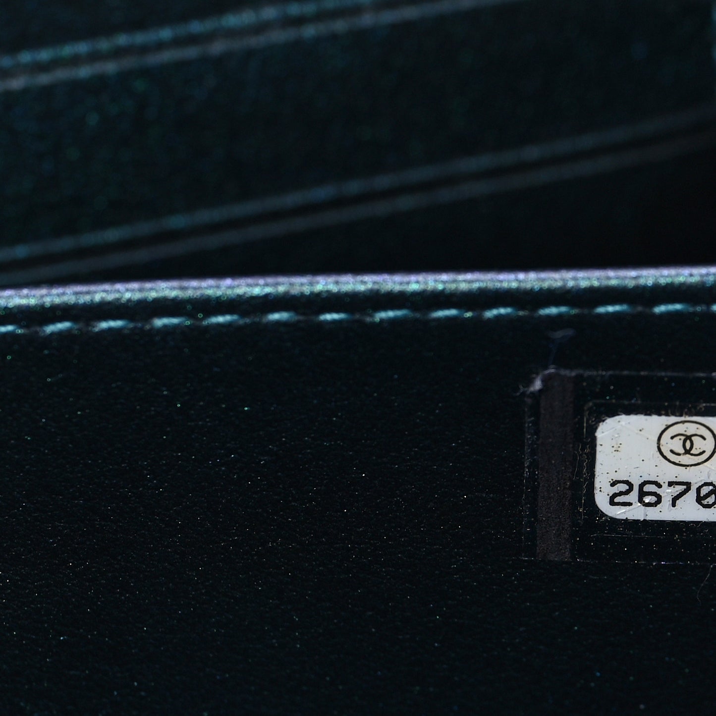 Iridescent Caviar Quilted Vanity Clutch With Chain Dark Turquoise
