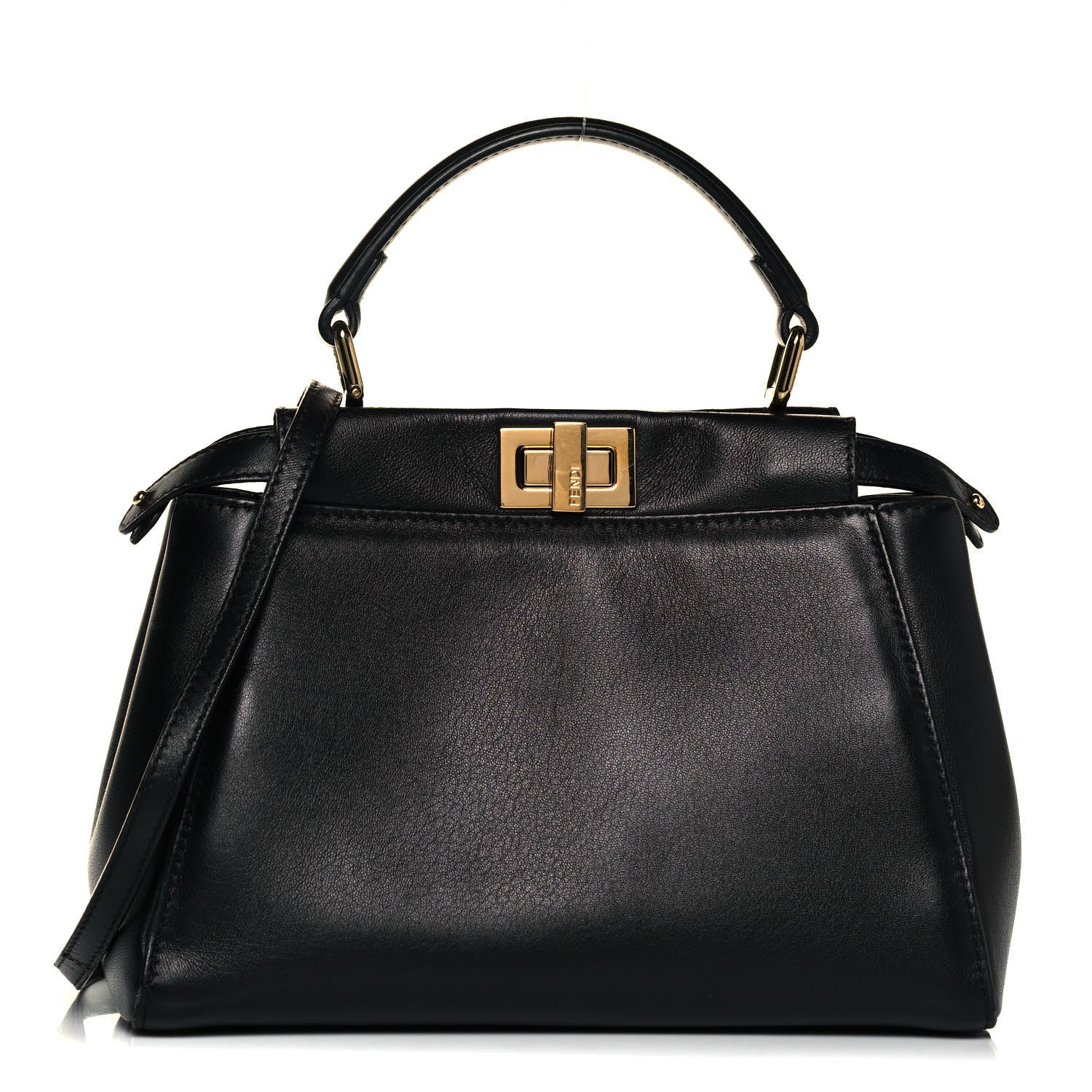 Fendi Nappa Mini Peekaboo Iconic Satchel Black 1 of 9