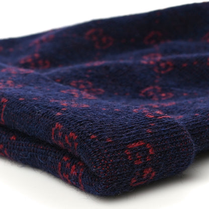 Gucci Wool Alpaca GG Monogram Beanie Hat M Navy 10 of 10