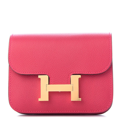 Hermes Evercolor Bi-Color Constance Slim Wallet Framboise Rouge Sellier 1 of 7