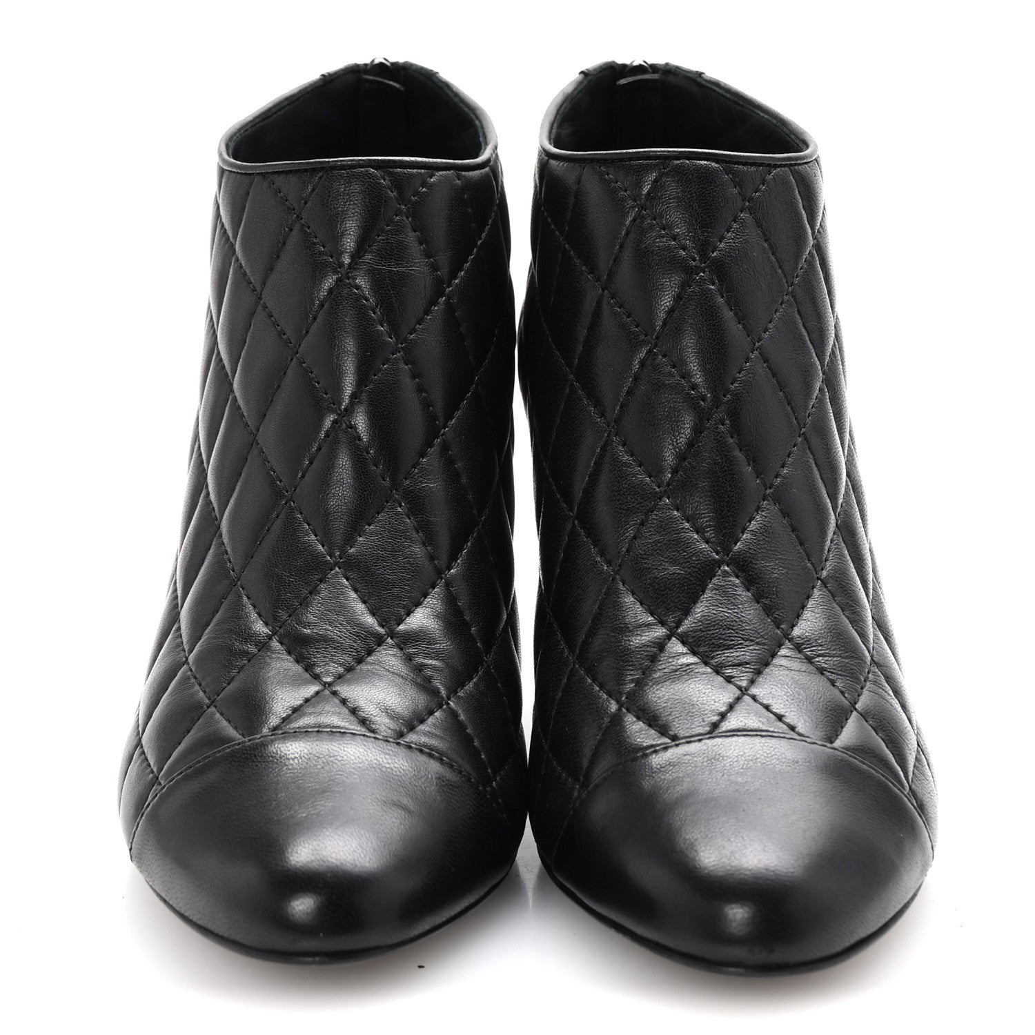 Chanel Calfskin Quilted Cap Toe Short Boots 38.5 Black 3 of 10