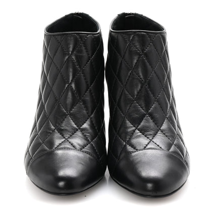 Chanel Calfskin Quilted Cap Toe Short Boots 38.5 Black 3 of 10