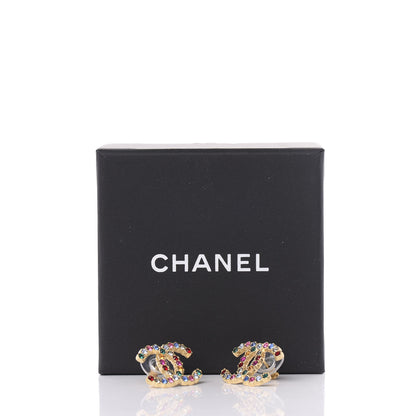 Chanel Crystal Over The Rainbow CC Earrings Gold Multicolor 5 of 5