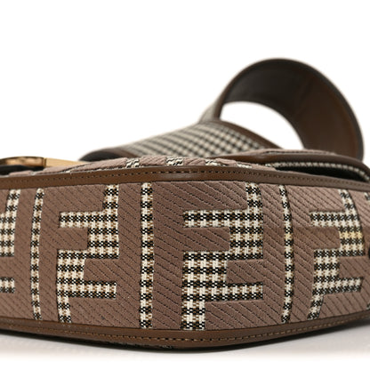 Fendi Wool Vitello King Houndstooth FF Embroidered Baguette Beige Moro 10 of 11
