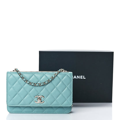 Chanel Lambskin Quilted Trendy CC Wallet On Chain WOC Light Blue 12 of 12