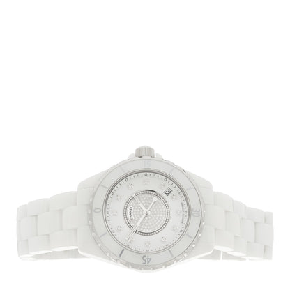Chanel Stainless Steel Ceramic Diamond Dial 33mm J12 Quartz Watch White 2 of 5