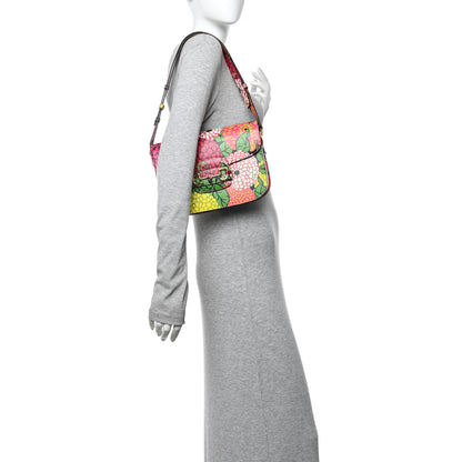 Gucci X KEN SCOTT New Shangai Calfskin Pomponica Print Horsebit 1955 Shoulder Bag Multicolor Fuxia Pompon 2 of 10