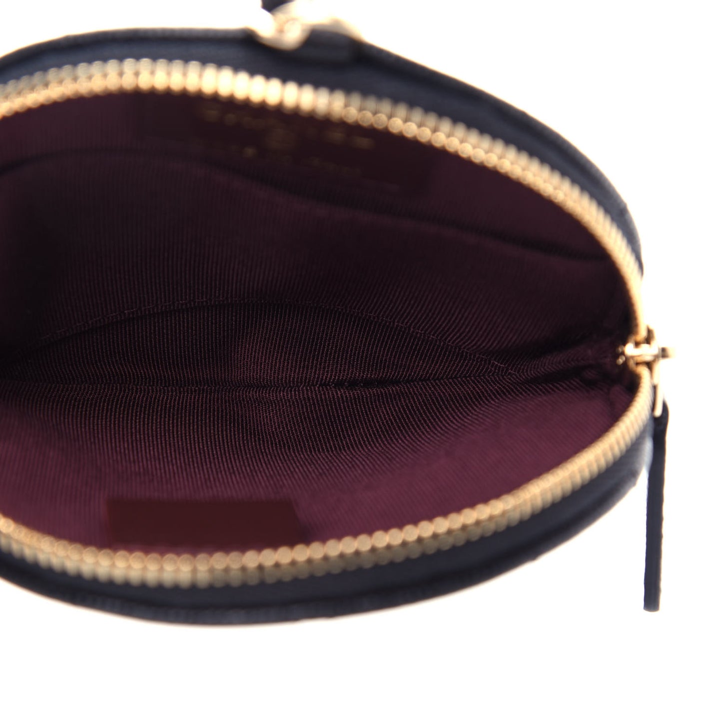 Caviar Quilted Round Clip On Coin Purse Black