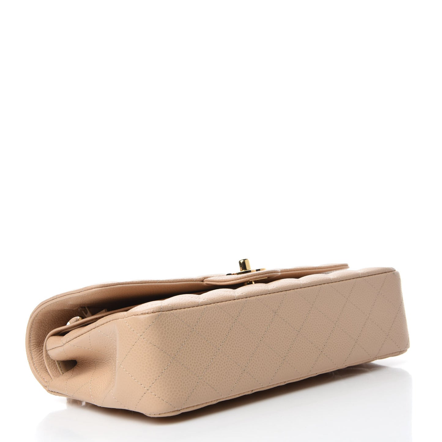 Caviar Quilted Medium Double Flap Beige Clair