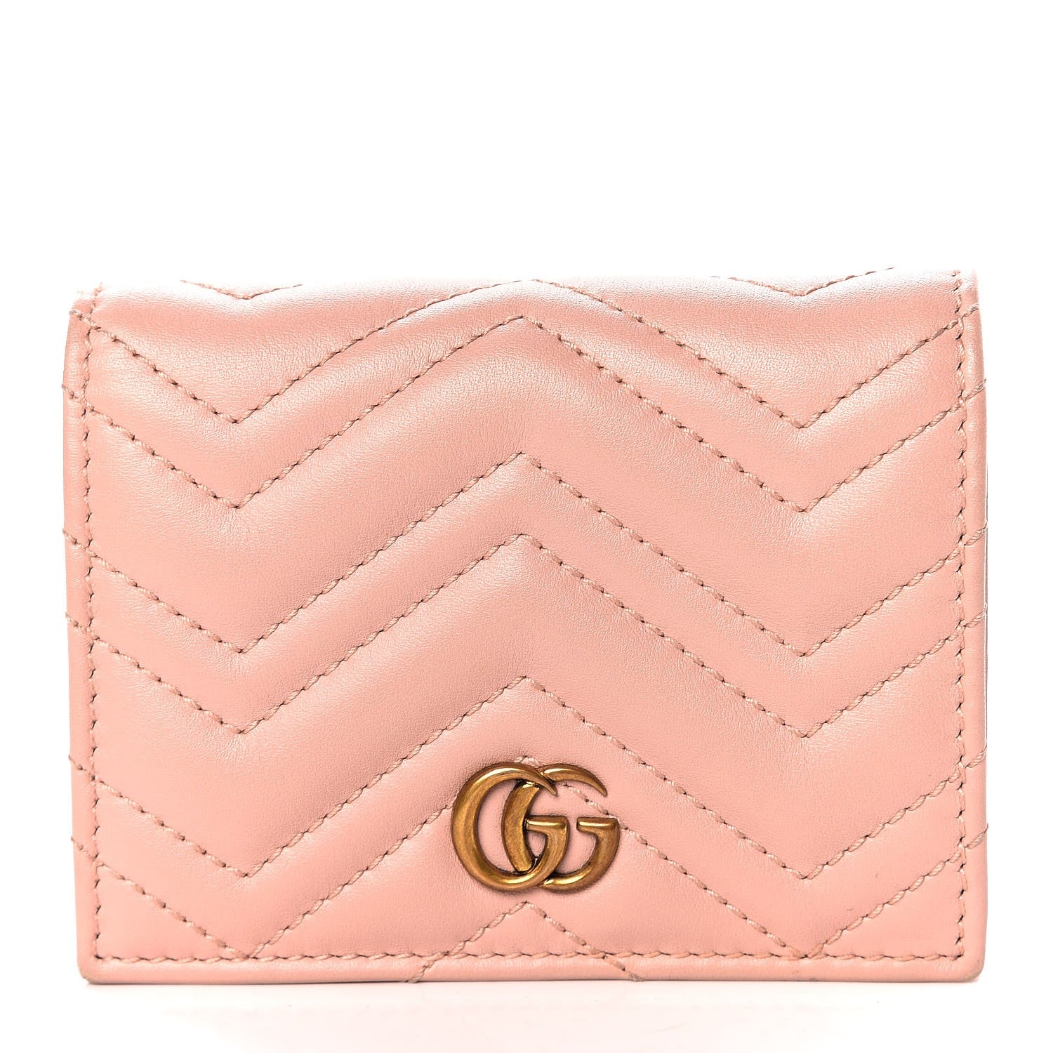 Gucci Calfskin Matelasse GG Marmont Card Case Wallet Perfect Pink 1 of 16
