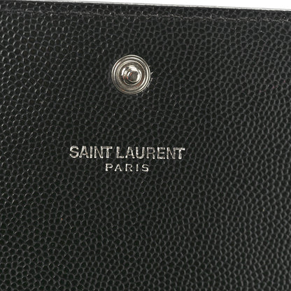 Saint Laurent Grain De Poudre Studded Classic Marquage Flap Wallet Black 6 of 8