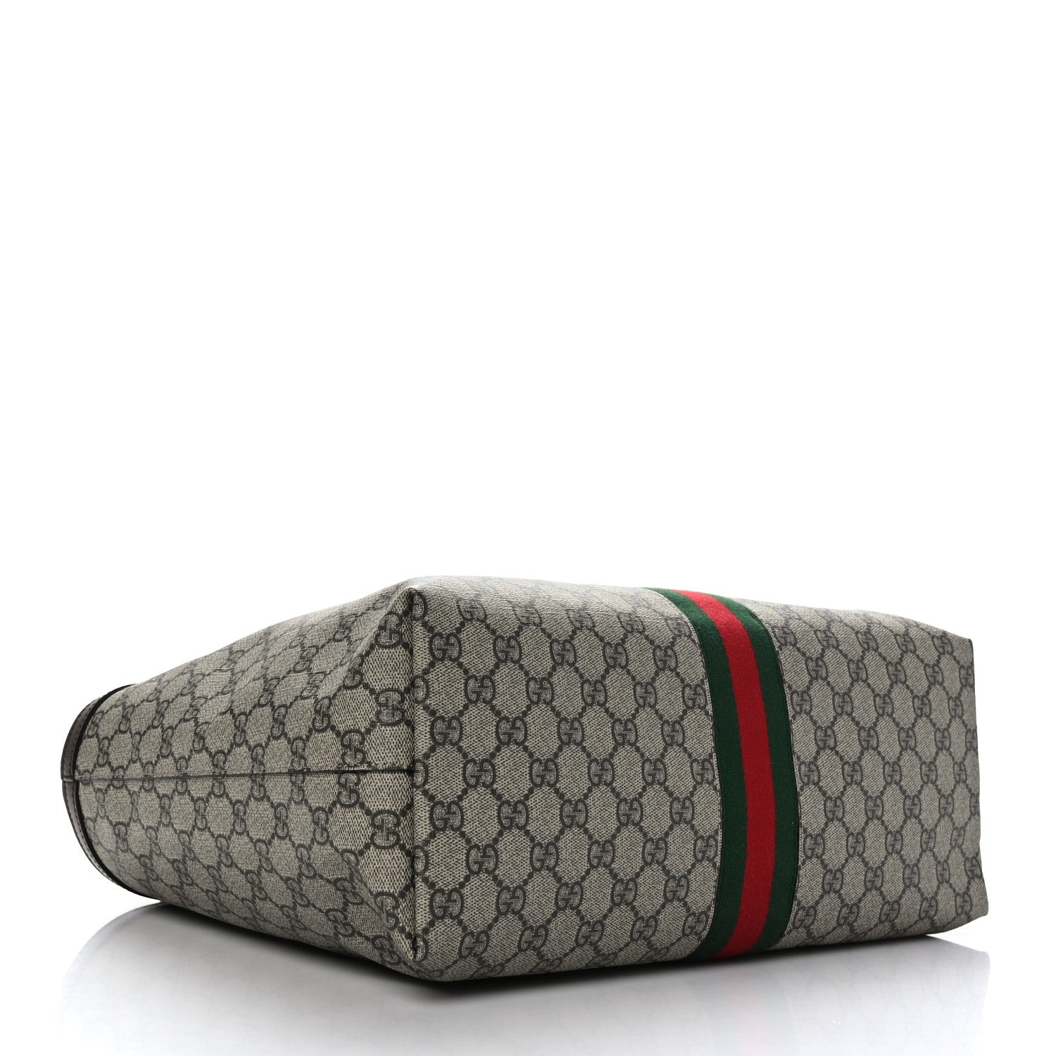 Gucci GG Supreme Monogram Textured Calfskin Web Medium Ophidia Shopping Tote Beige Ebony New Acero 4 of 9
