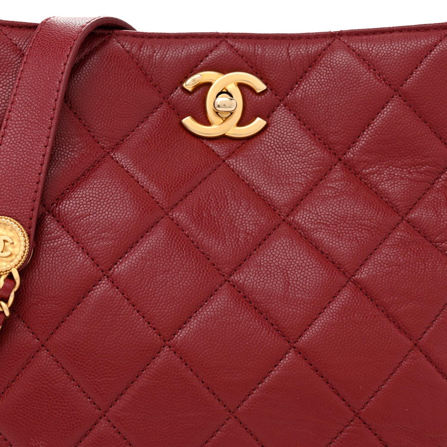 Chanel Caviar Quilted Twist Your Buttons Hobo Burgundy 8 of 10