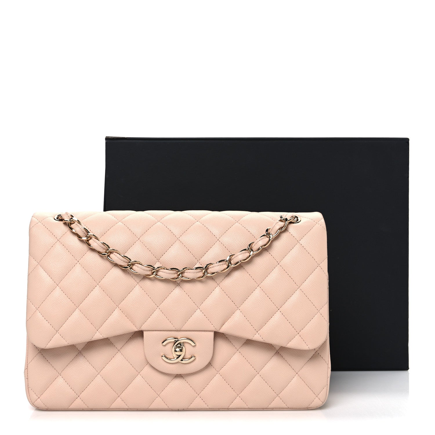 Chanel Caviar Quilted Jumbo Double Flap Light Beige 10 of 10
