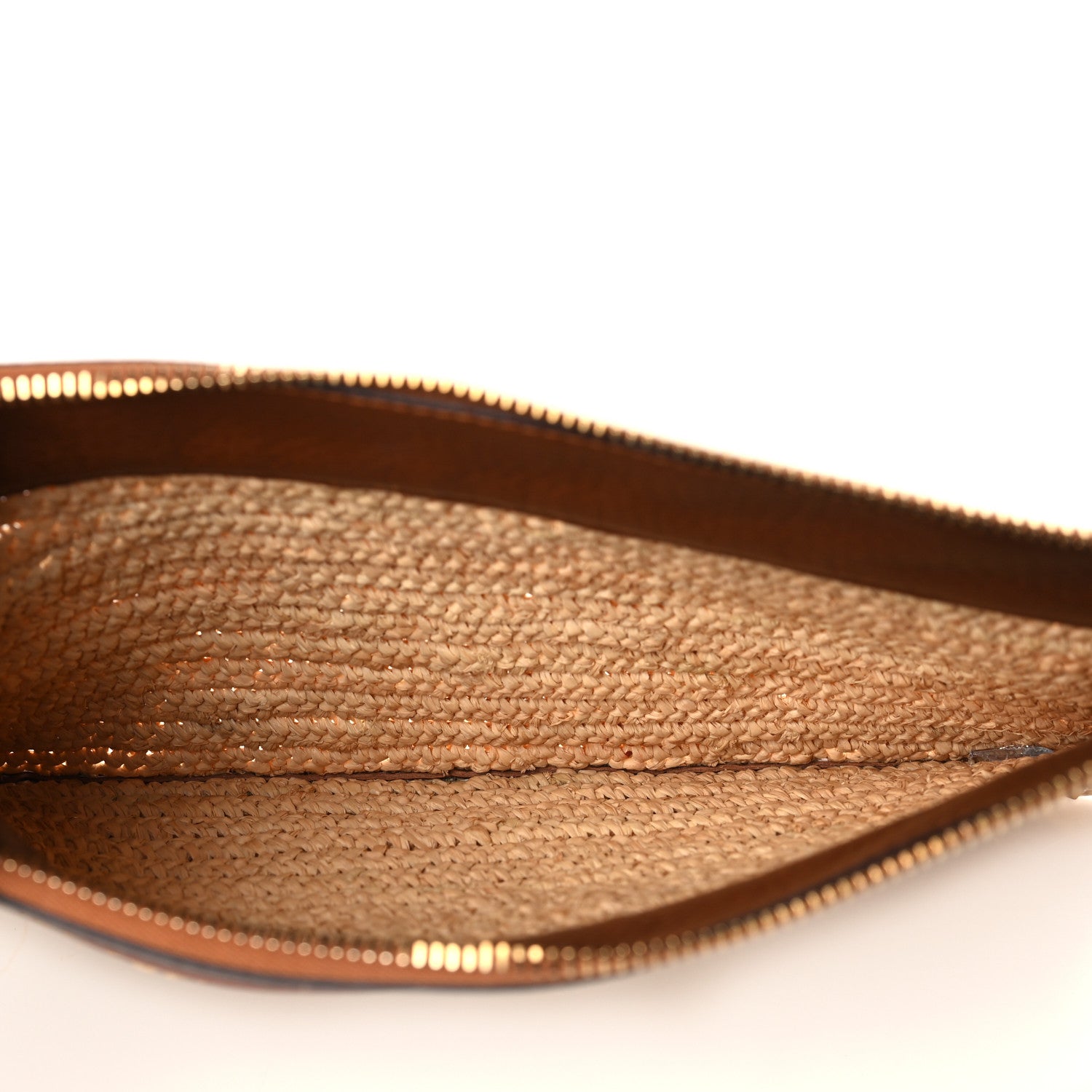 Valentino Garavani Raffia Calfskin Large Rockstud Zip Pouch Naturale Saddle Brown 5 of 8