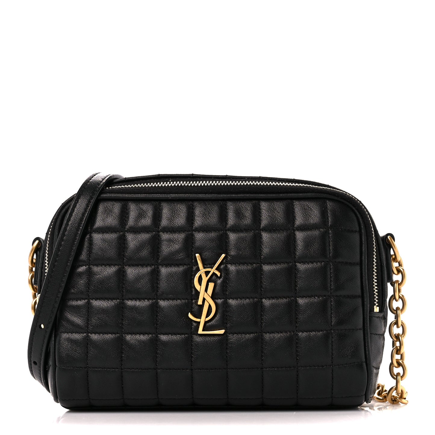 Lambskin Carre Quilted Cassandre Mini Camera Bag Black