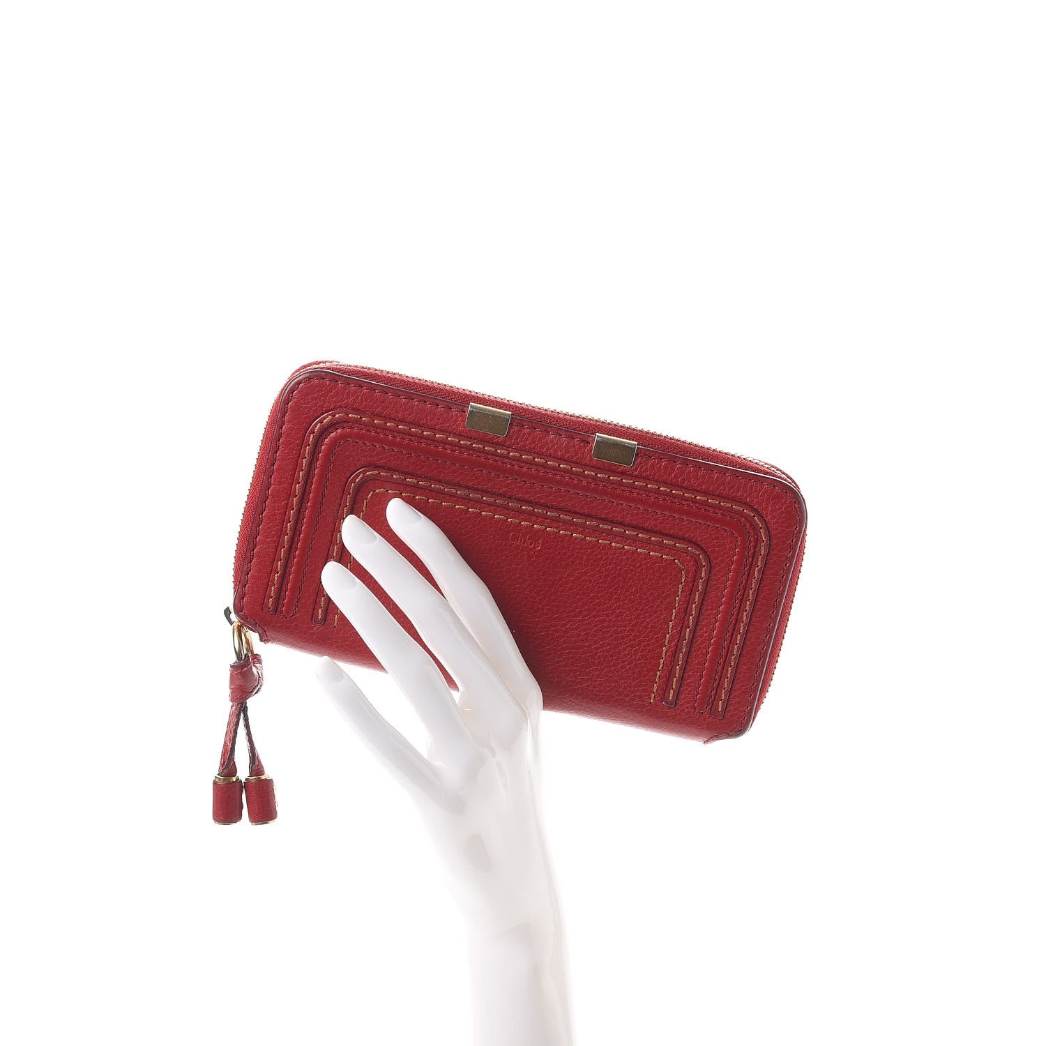 Chloe Grained Calfskin Marcie Long Zip Around Wallet Red 2 of 11