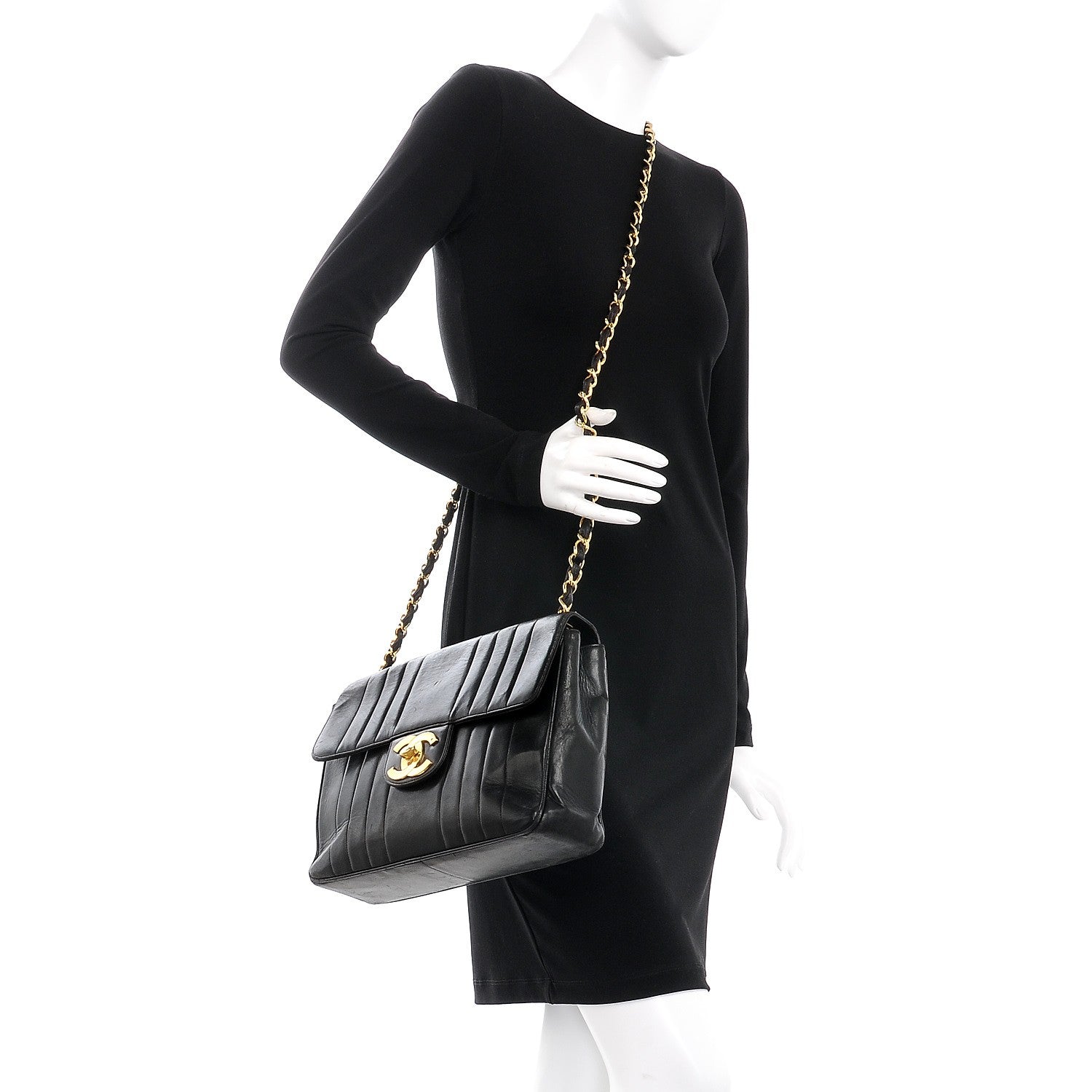 Chanel Lambskin Vertical Quilt Jumbo Flap Black 2 of 9