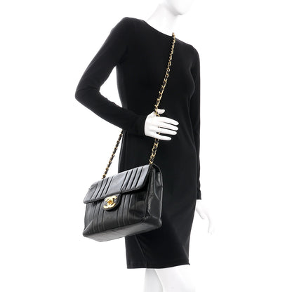 Chanel Lambskin Vertical Quilt Jumbo Flap Black 2 of 9
