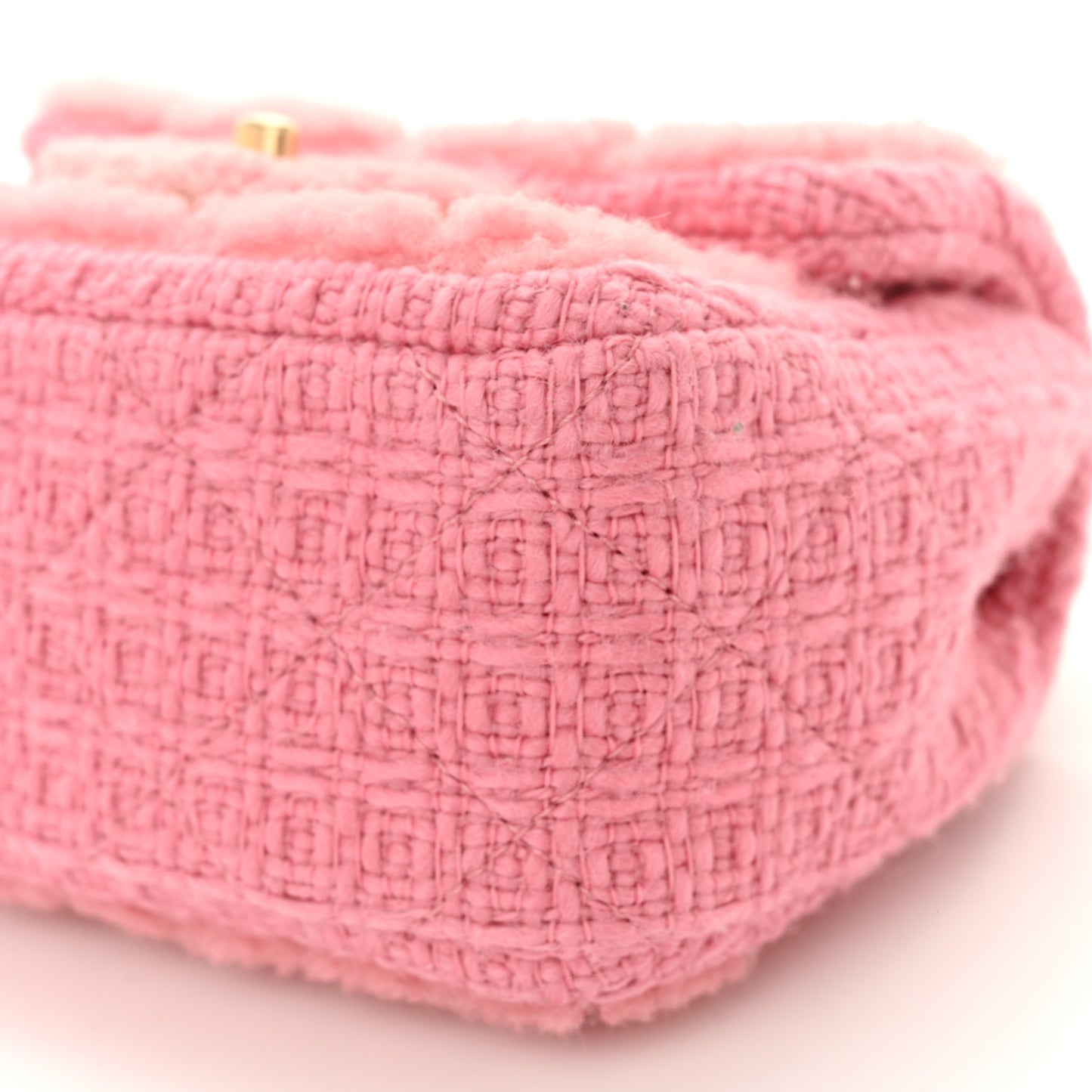 Shearling Tweed Quilted Mini Square Flap Bag Light Pink