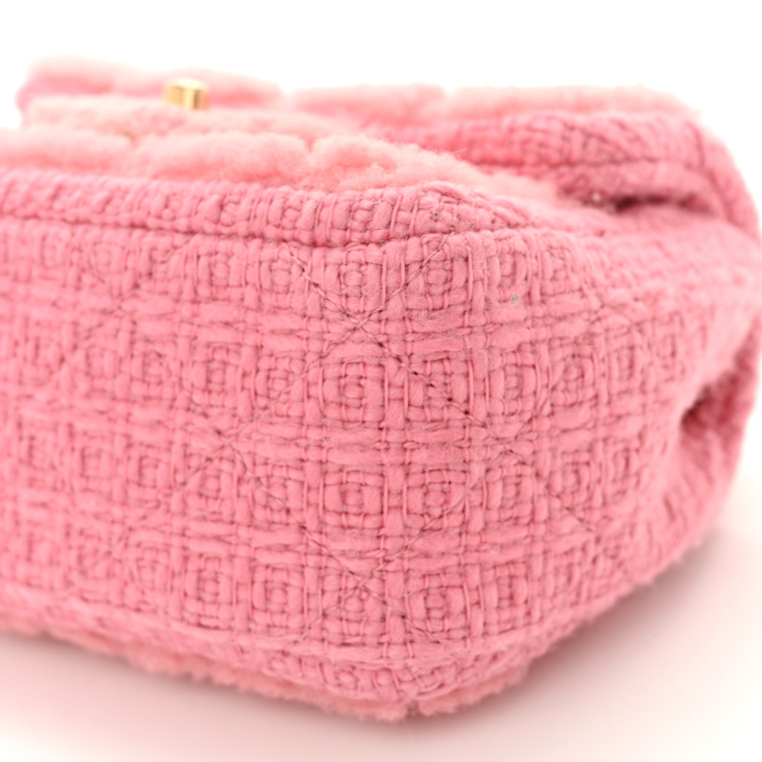 Chanel Shearling Tweed Quilted Mini Square Flap Bag Light Pink 10 of 11