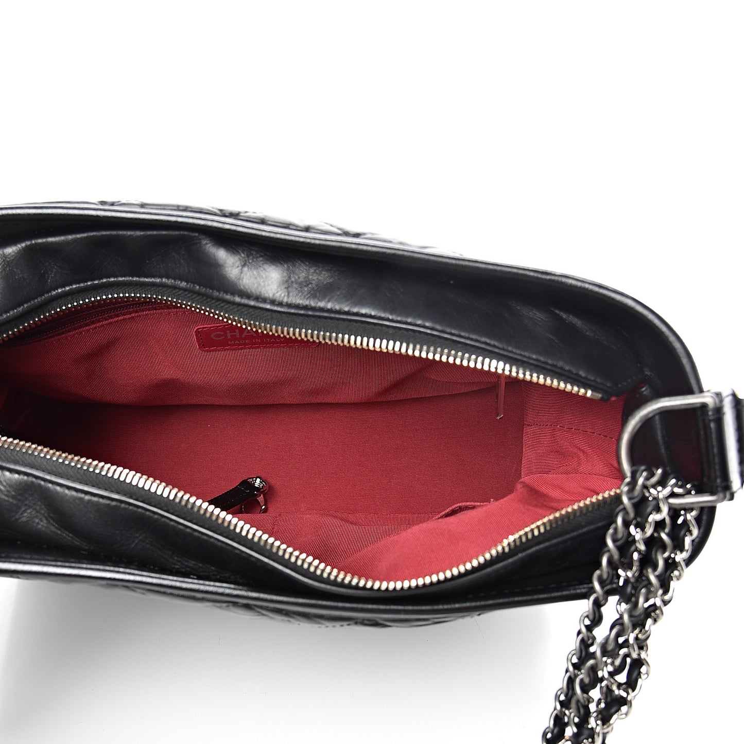 Aged Calfskin Quilted Medium Gabrielle Hobo Black