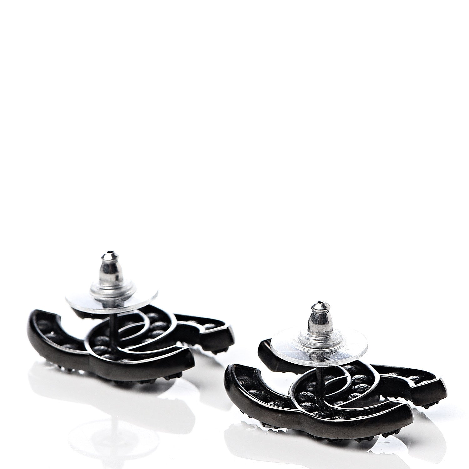Chanel Crystal Large CC Earrings Black 3 of 5