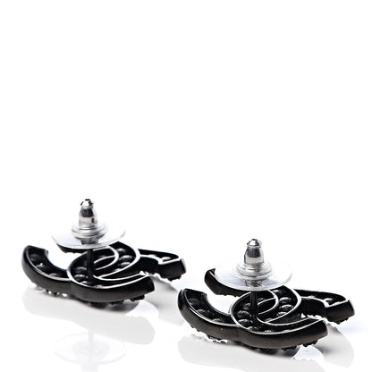 Chanel Crystal Large CC Earrings Black 3 of 5