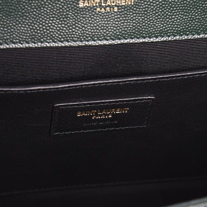 Saint Laurent Grain De Poudre Textured Mixed Matelasse Medium Triquilt Monogram Satchel Vert Fonce 7 of 9