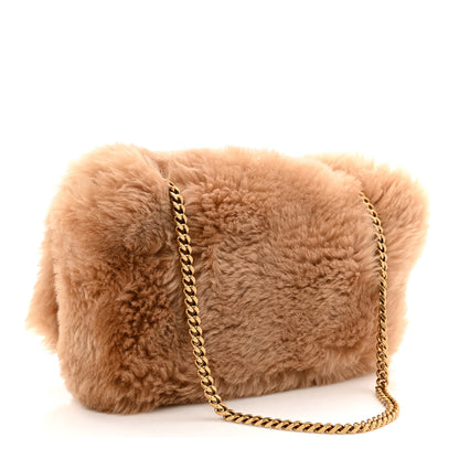 Saint Laurent Shearling Calfskin Small Reversible Monogram Kate Satchel Ecru Dark Brown 4 of 17