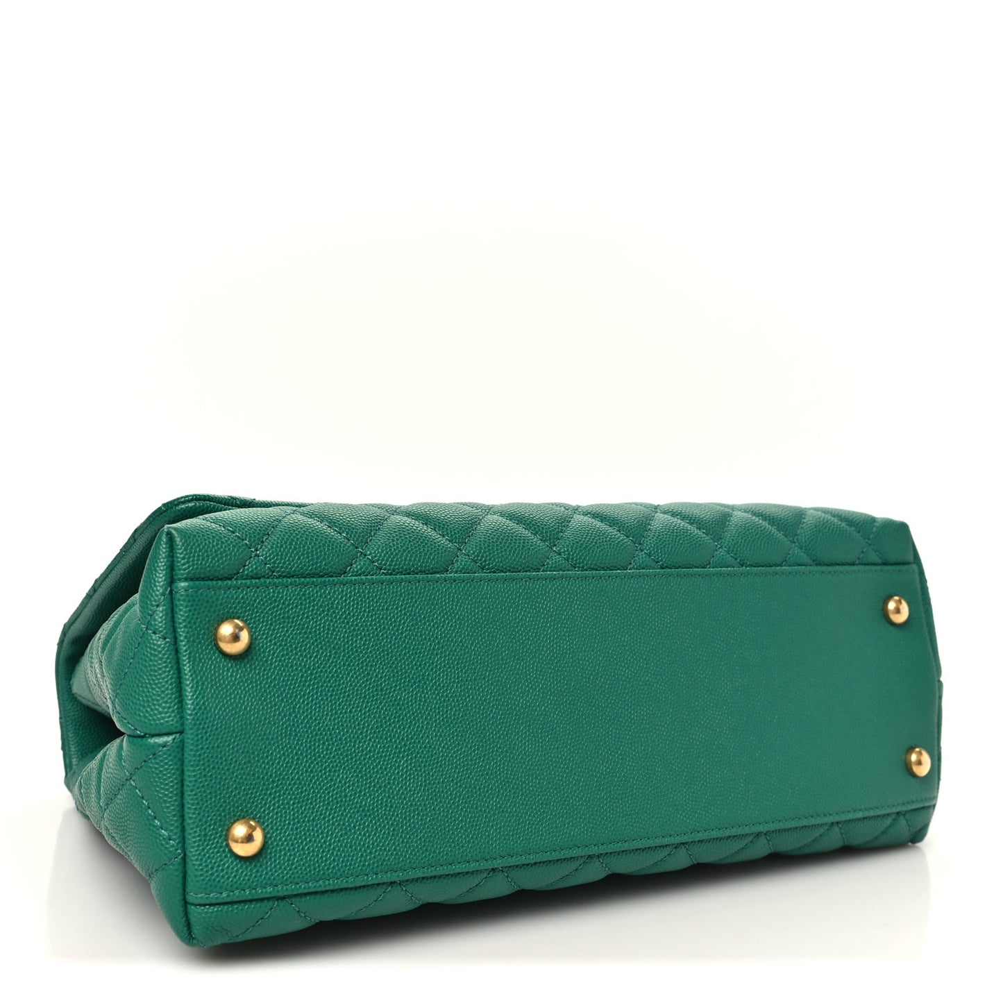 Caviar Quilted Small Coco Handle Flap Green