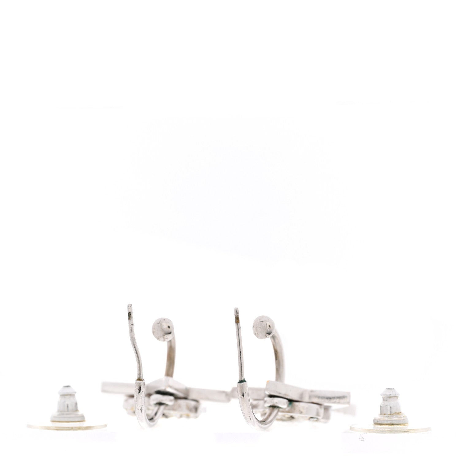 Chanel Crystal CC Star Drop Earrings Silver 3 of 6