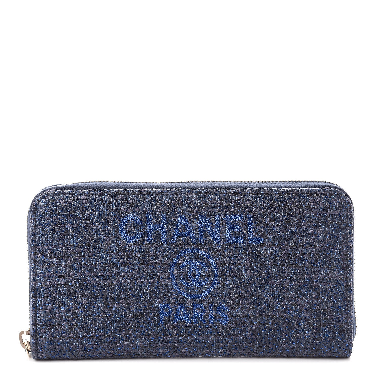 Chanel Canvas Deauville Large Zip Around Wallet Dark Blue 1 of 7