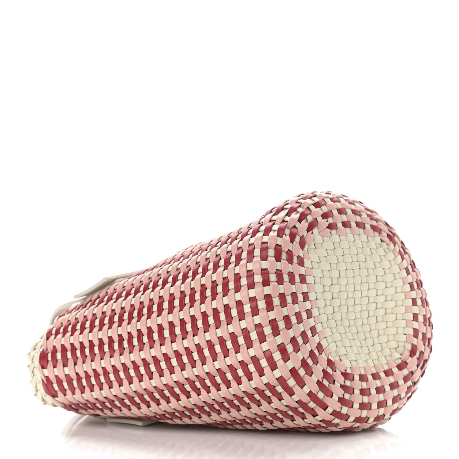 Miu Miu Polyurethane Calfskin Woven Tri-Color Bucket Bag Red Cream Pink 4 of 10