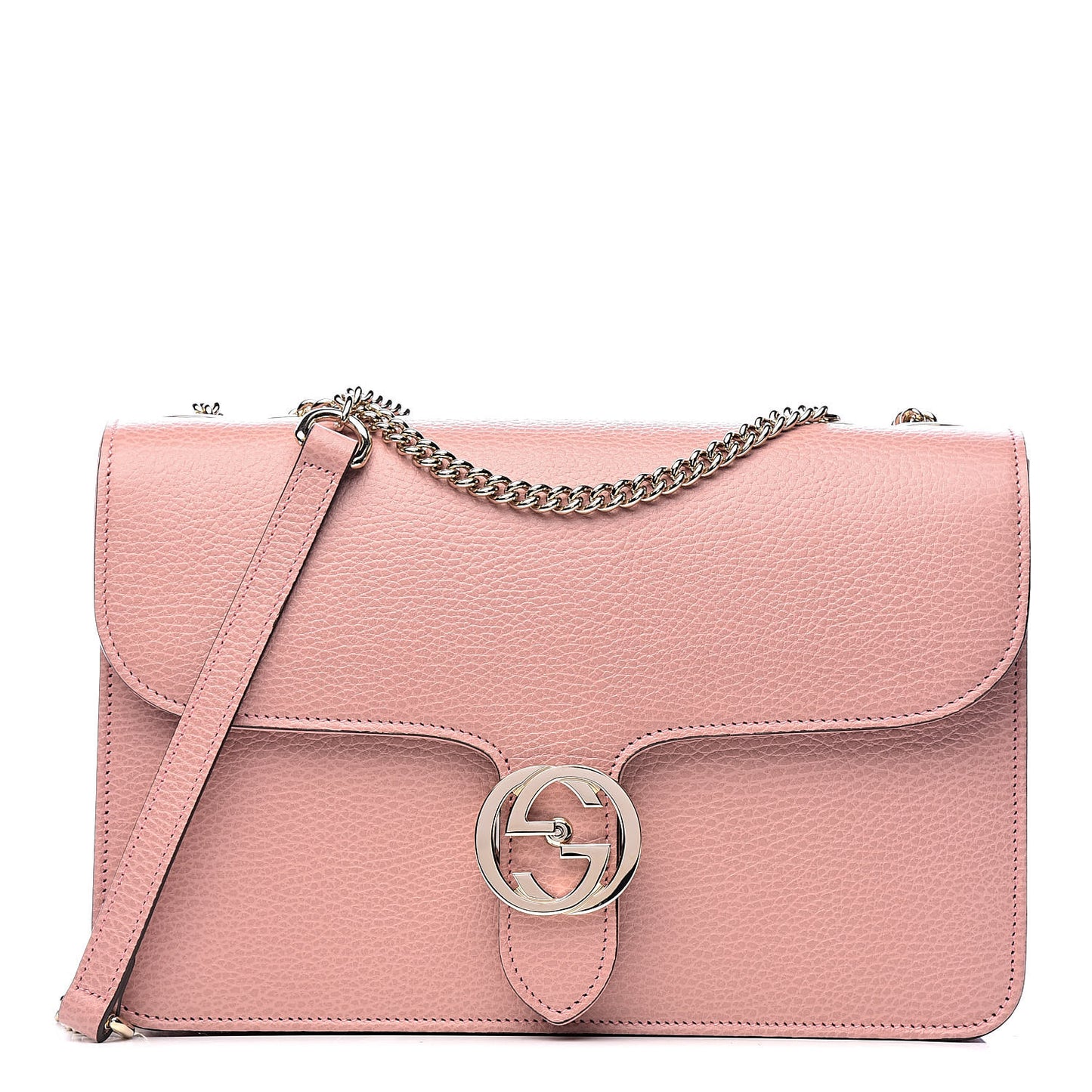 Dollar Calfskin Interlocking G Shoulder Bag Soft Pink