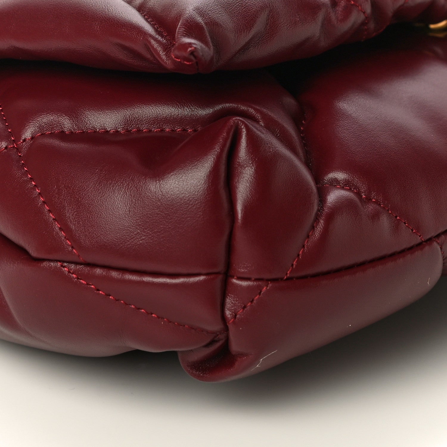Balenciaga Nappa Calfskin Quilted Touch B Puffy Clutch Dark Red 8 of 10