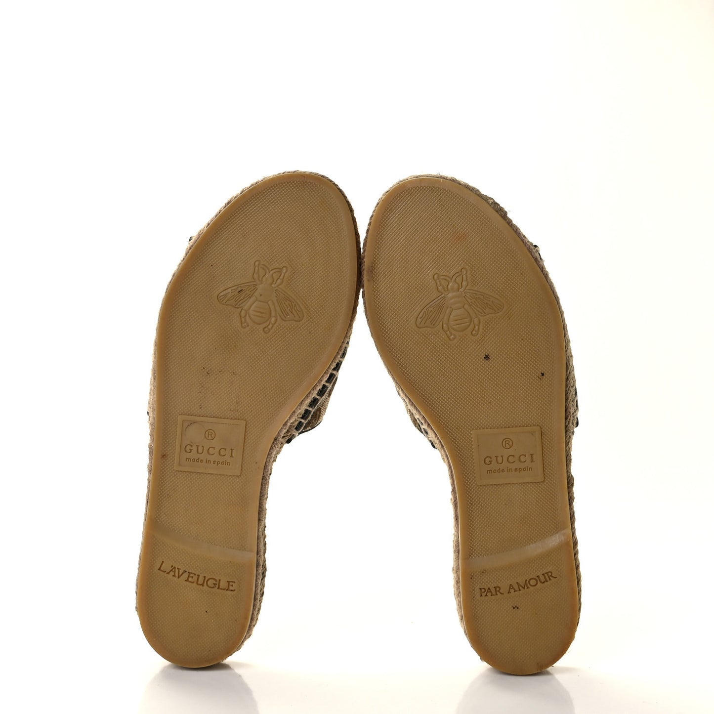 Monogram Matelasse GG Marmont Espadrille 20mm Slide Sandals 37 Beige Ebony Black