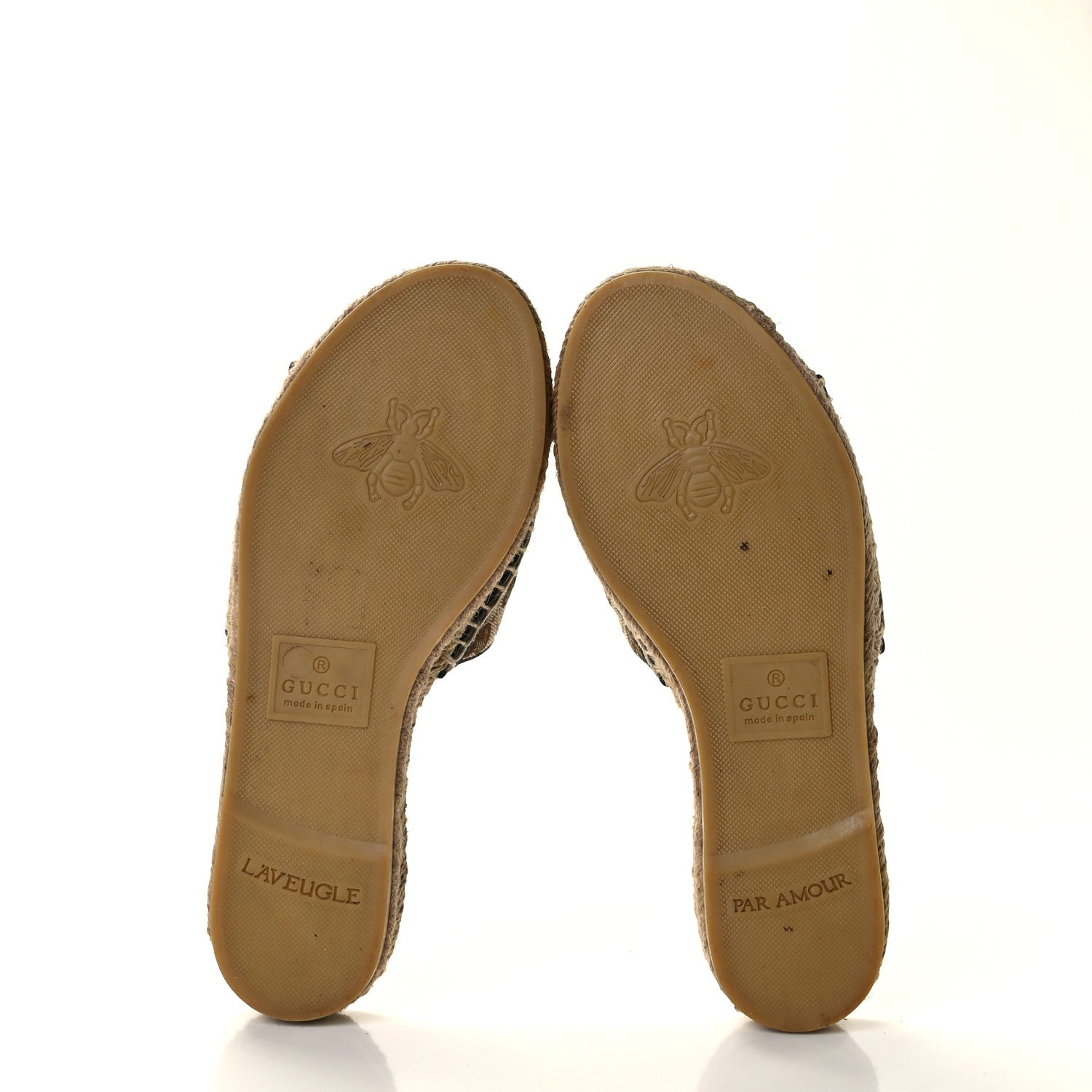 Gucci Monogram Matelasse GG Marmont Espadrille 20mm Slide Sandals 37 Beige Ebony Black 9 of 15