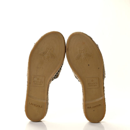 Gucci Monogram Matelasse GG Marmont Espadrille 20mm Slide Sandals 37 Beige Ebony Black 9 of 15