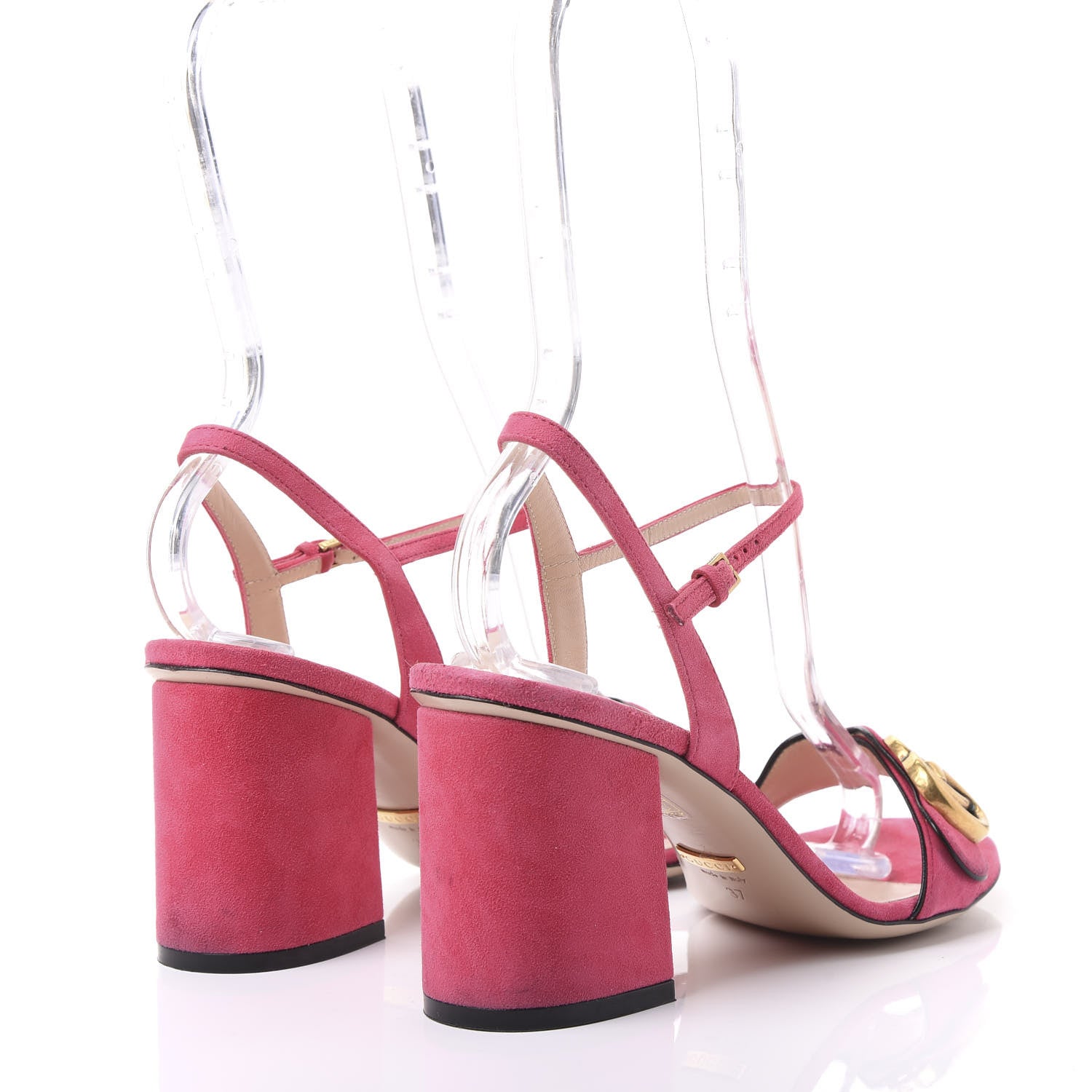 Gucci Kid Scamosciato GG Marmont Ankle Wrap 75mm Sandals 37 Hot Pink 4 of 7