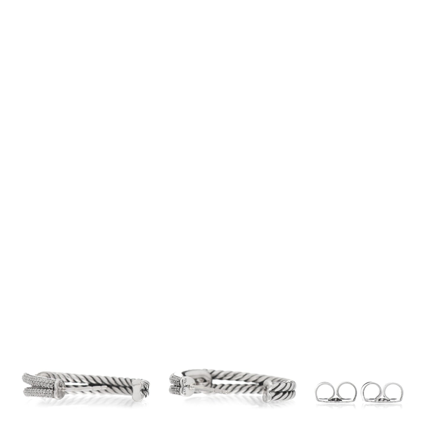 Sterling Silver Diamond Single Loop Labyrinth Hoop Earrings