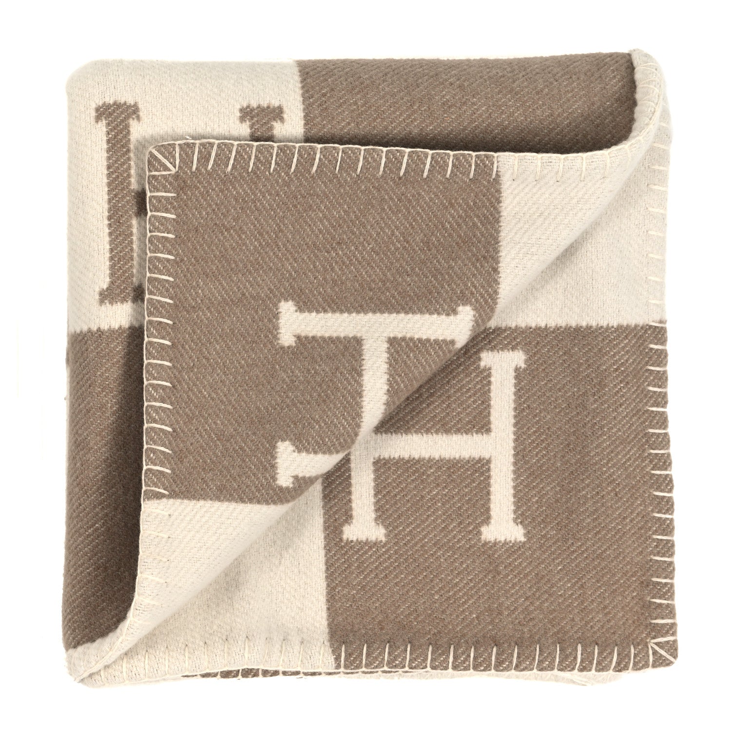 Hermes Wool Cashmere Avalon Baby Blanket Noisette Moyen White 2 of 3
